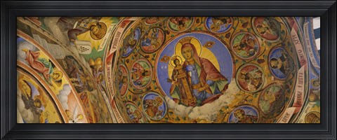 Framed Fresco on the ceiling of a monastery, Rila Monastery, Bulgaria Print