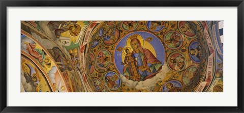 Framed Fresco on the ceiling of a monastery, Rila Monastery, Bulgaria Print