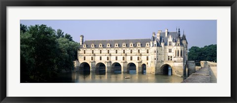 Framed Reflection of a castle in water, Chateau de Chenonceaux, Chenonceaux, Cher River, Loire Valley, France Print