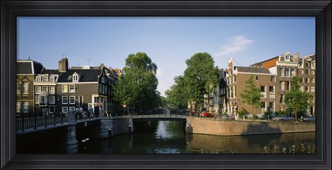 Framed Bridge across a canal, Amsterdam, Netherlands Print