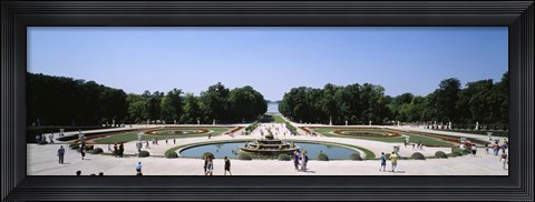 Framed Tourists around a fountain, Versailles, France Print
