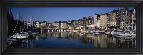Framed Boats docked at a harbor, Honfleur, Normandy, France Print