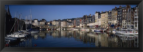 Framed Boats docked at a harbor, Honfleur, Normandy, France Print