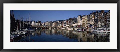 Framed Boats docked at a harbor, Honfleur, Normandy, France Print