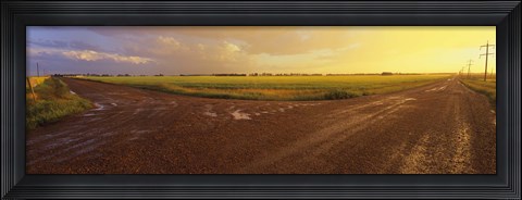 Framed Country crossroads passing through a landscape, Edmonton, Alberta, Canada Print