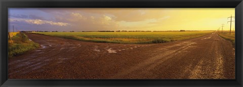 Framed Country crossroads passing through a landscape, Edmonton, Alberta, Canada Print