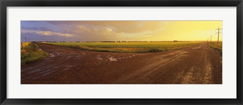 Framed Country crossroads passing through a landscape, Edmonton, Alberta, Canada Print