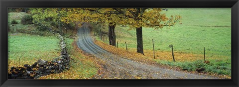 Framed Highway passing through a landscape, Old King&#39;s Highway, Woodstock, Vermont, USA Print