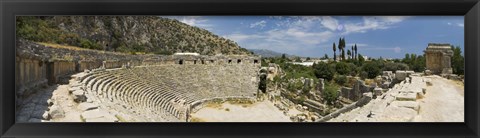 Framed High angle view of the old ruins of an amphitheater, Myra, Lycia, Antalya Provence, Turkey Print