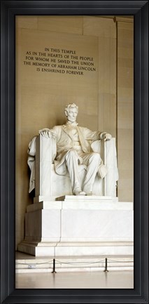 Framed Abraham Lincoln&#39;s Statue in a memorial, Lincoln Memorial, Washington DC, USA Print