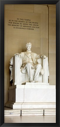 Framed Abraham Lincoln&#39;s Statue in a memorial, Lincoln Memorial, Washington DC, USA Print