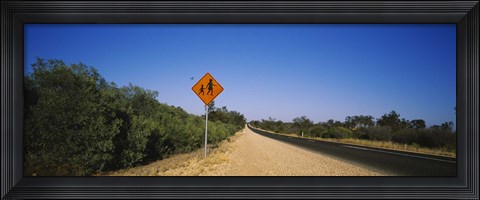Framed Pedestrian Crossing sign at the roadside, Outback Highway, Australia Print