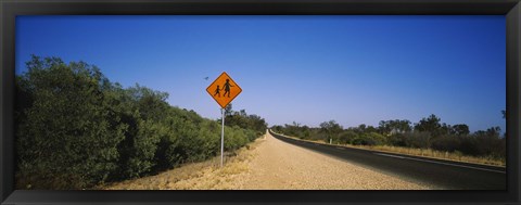 Framed Pedestrian Crossing sign at the roadside, Outback Highway, Australia Print