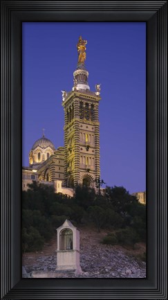 Framed Low angle view of a tower of a church, Notre Dame De La Garde, Marseille, France Print