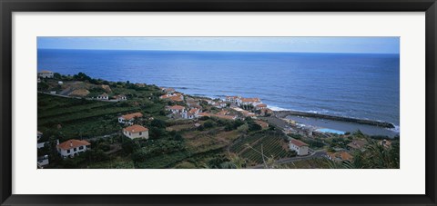 Framed High angle view of houses at a coast, Ponta Delgada, Madeira, Portugal Print