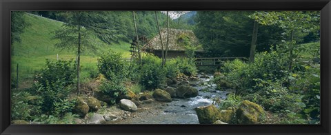 Framed River flowing through forest, Black Forest, Glottertal, Germany Print