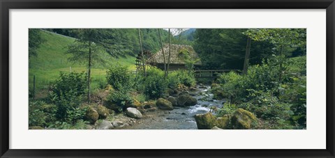 Framed River flowing through forest, Black Forest, Glottertal, Germany Print