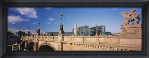 Framed Statue on an arch bridge, Moltke Bridge, Central Station, Berlin, Germany Print