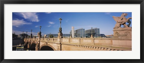 Framed Statue on an arch bridge, Moltke Bridge, Central Station, Berlin, Germany Print