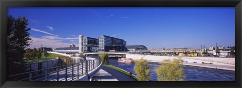 Framed Footpath along a river, Spree River, Central Station, Berlin, Germany Print