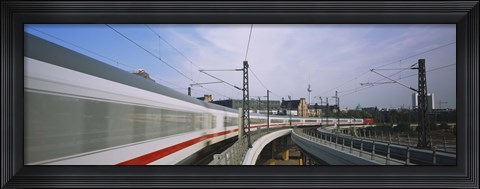 Framed Silver Train on railroad tracks, Central Station, Berlin, Germany Print
