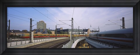 Framed Trains on railroad tracks, Central Station, Berlin, Germany Print