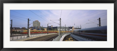 Framed Trains on railroad tracks, Central Station, Berlin, Germany Print