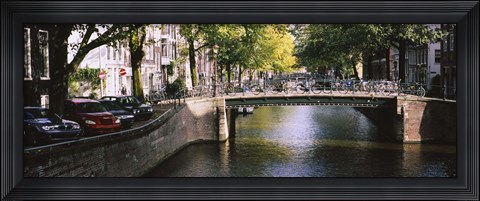 Framed Bridge across a channel, Amsterdam, Netherlands Print
