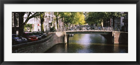 Framed Bridge across a channel, Amsterdam, Netherlands Print