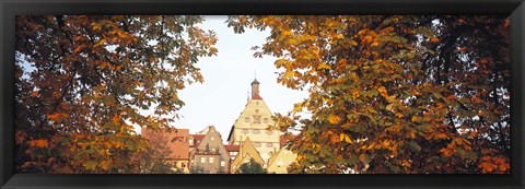 Framed Low angle view of buildings viewed through trees, Bietigheim, Baden-Wurttemberg, Germany Print