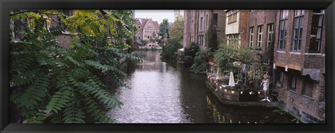 Framed Buildings along a canal, Ghent, Belgium Print