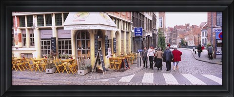 Framed Tourists walking on the street in a city, Ghent, Belgium Print