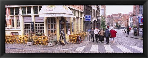 Framed Tourists walking on the street in a city, Ghent, Belgium Print