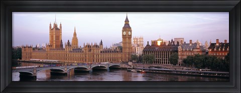 Framed Arch bridge across a river, Westminster Bridge, Big Ben, Houses Of Parliament, Westminster, London, England Print