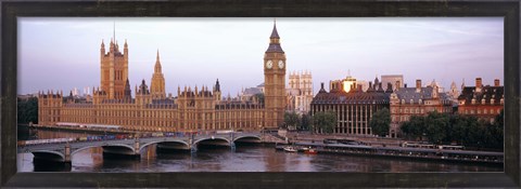Framed Arch bridge across a river, Westminster Bridge, Big Ben, Houses Of Parliament, Westminster, London, England Print