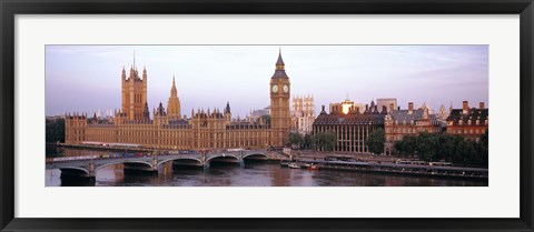 Framed Arch bridge across a river, Westminster Bridge, Big Ben, Houses Of Parliament, Westminster, London, England Print