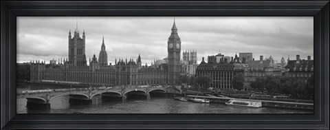 Framed Bridge across a river, Westminster Bridge, Big Ben, Houses of Parliament, City Of Westminster, London, England Print