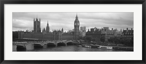 Framed Bridge across a river, Westminster Bridge, Big Ben, Houses of Parliament, City Of Westminster, London, England Print