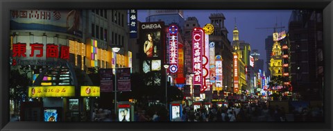 Framed Group of people walking on the road, Nanjing Road, Shanghai, China Print