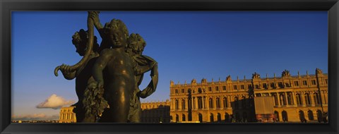 Framed Statues in front of a castle, Chateau de Versailles, Versailles, Yvelines, France Print