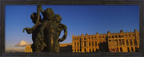 Framed Statues in front of a castle, Chateau de Versailles, Versailles, Yvelines, France Print