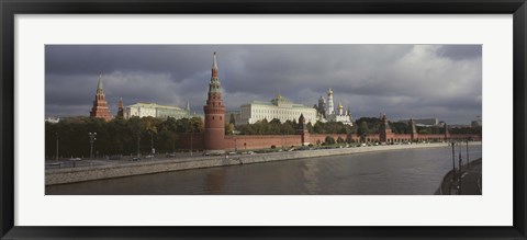 Framed Buildings along a river, Grand Kremlin Palace, Moskva River, Moscow, Russia Print