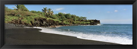 Framed Surf on the beach, Black Sand Beach, Maui, Hawaii, USA Print