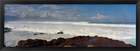 Framed Rock formations on the beach, Hookipa Beach, Maui, Hawaii, USA Print