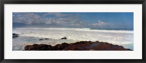 Framed Rock formations on the beach, Hookipa Beach, Maui, Hawaii, USA Print