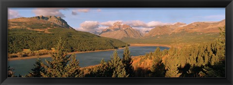 Framed High angle view of a river passing through a field, US Glacier National Park, Montana, USA Print