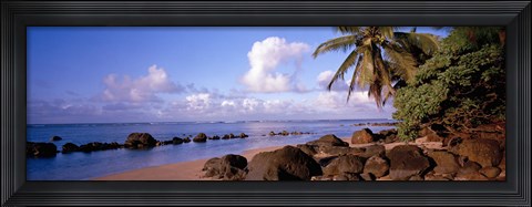 Framed Rocks on the beach, Anini Beach, Kauai, Hawaii, USA Print