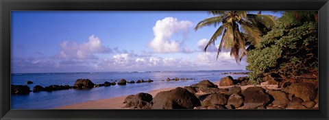 Framed Rocks on the beach, Anini Beach, Kauai, Hawaii, USA Print