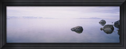 Framed Rock formations in a lake, Great Salt Lake, Utah, USA Print