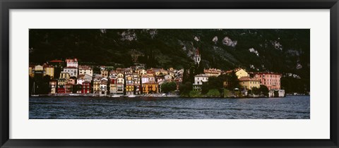 Framed Buildings at the lakeside viewed from a ferry, Varenna, Lake Como, Lecco, Lombardy, Italy Print